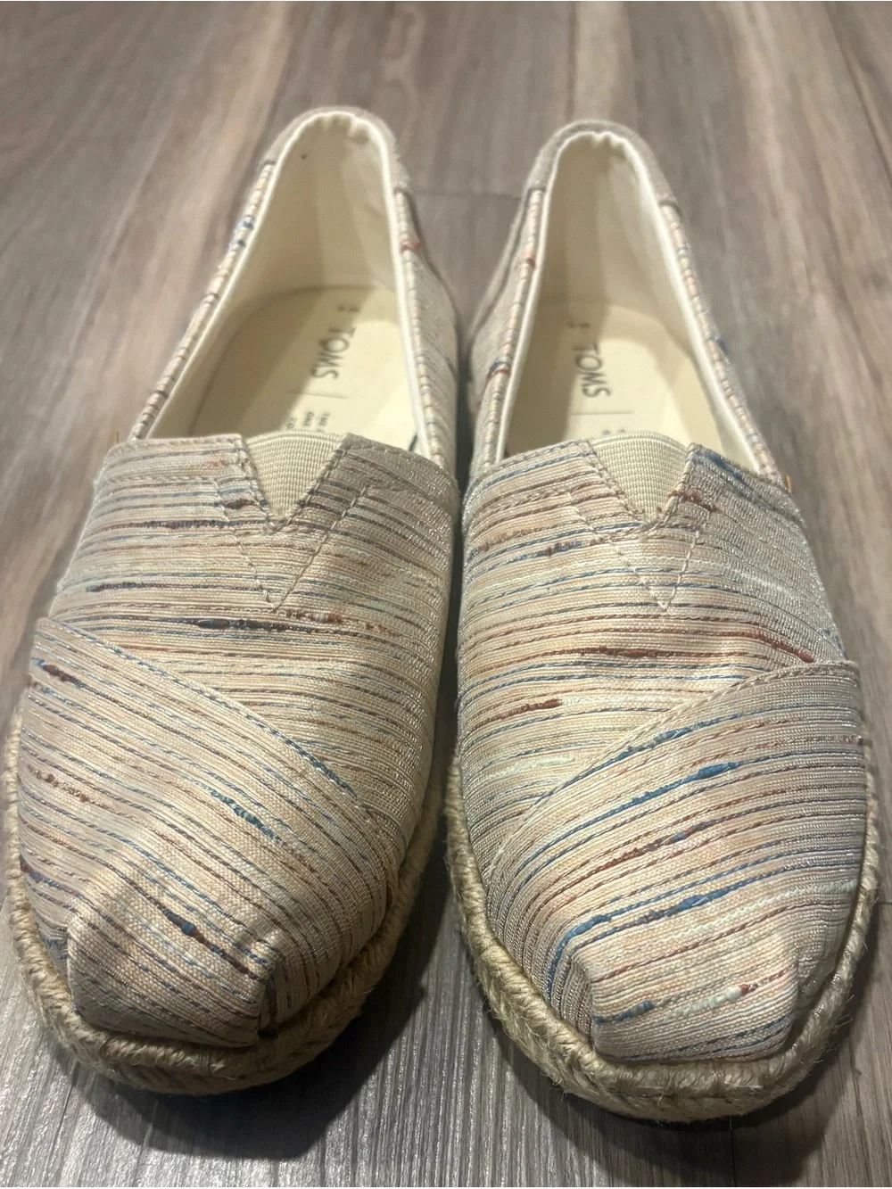 Toms Cream Multistripe Espadrille Slip-On Flats